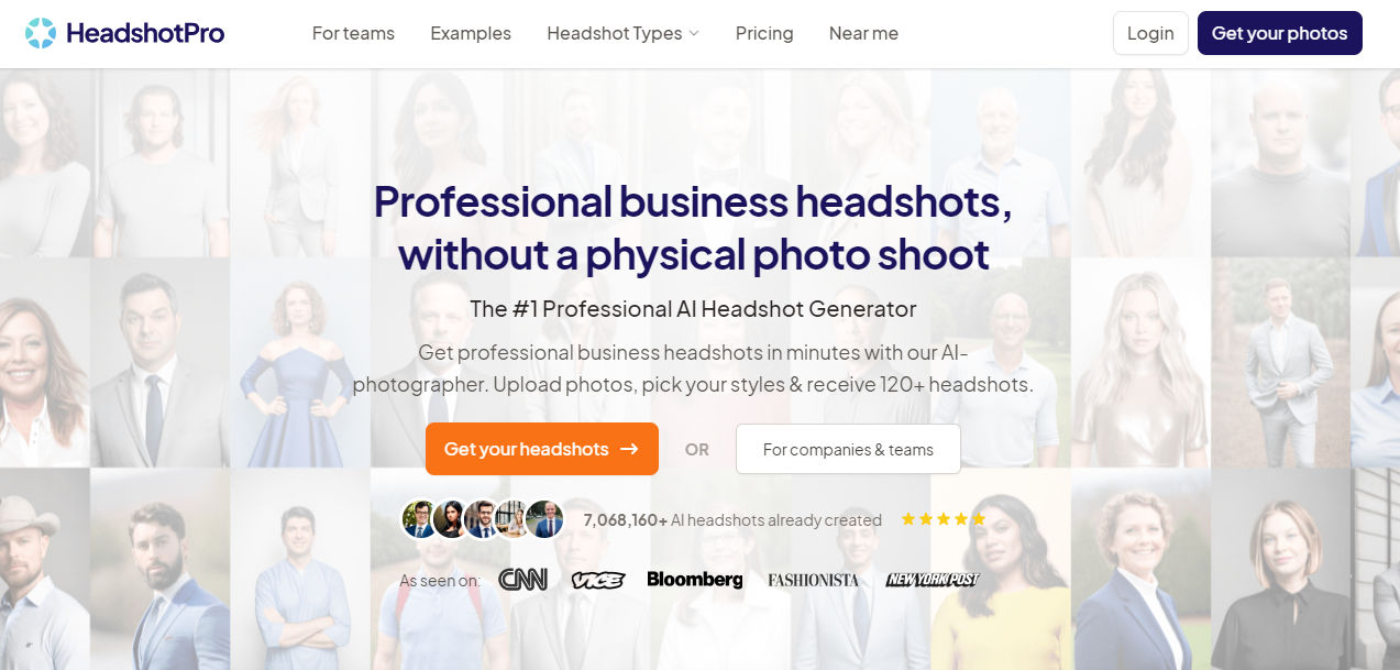 HeadshotPro AI-Generated Professional Headshots